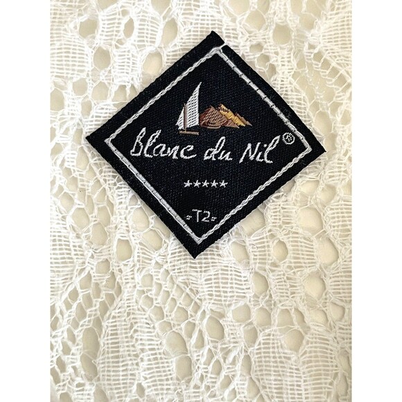 Blanc du Nil Shirt US 6 Gauzy Egyptian Cotton Lace Back Boho Airy Travel Summer - Picture 11 of 14